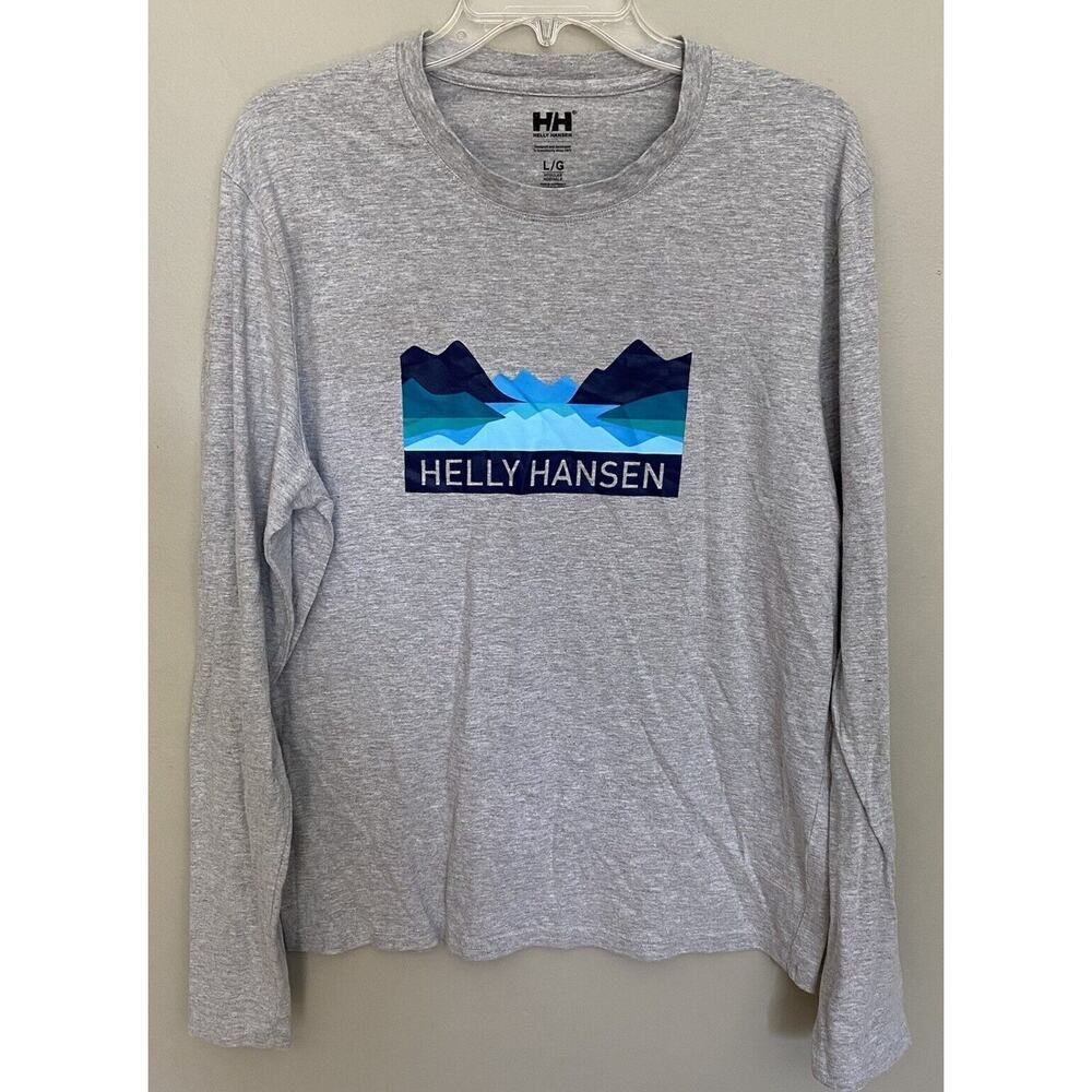 Vintage Blank T Shirt Large Helly Hanson Long Sleeve Grey Tee
